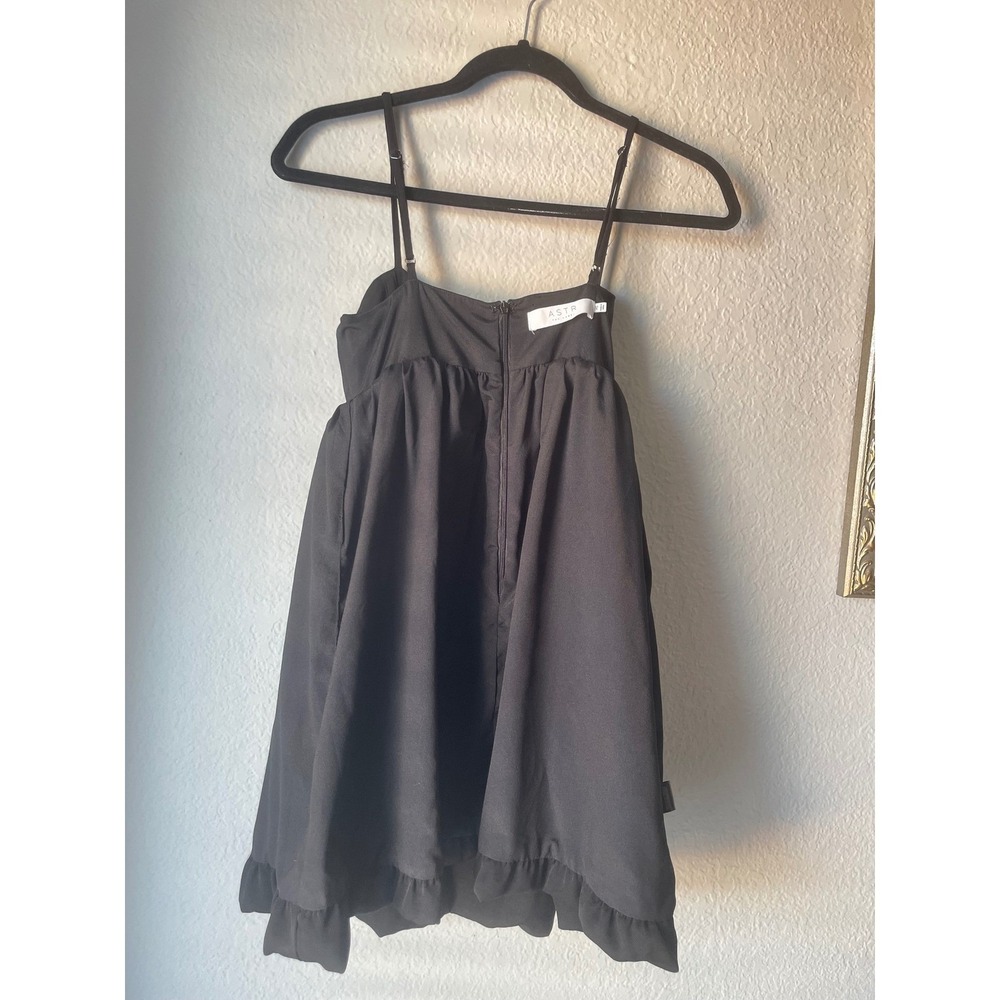 ASTR Unique Women's Babydoll Mini Dress Black Solid Coquette Summer Fall Size S - Picture 8 of 9